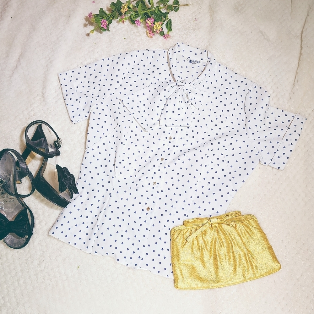 Vintage pinup style neck tie blouse